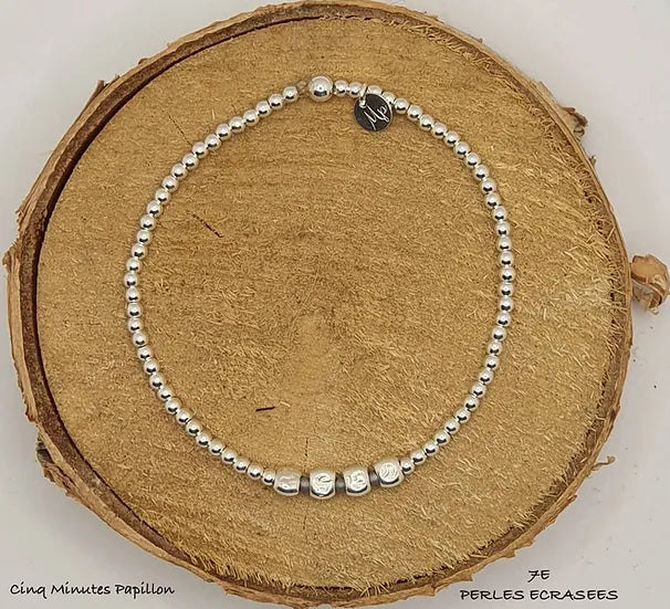 Bracelet en argent et perles écrasées