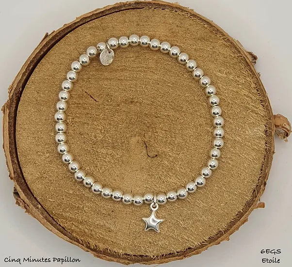 Bracelet en argent 4 mm et breloque étoile en argent