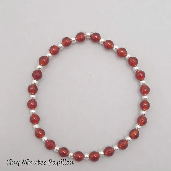 Bracelet en cornaline et perles argent