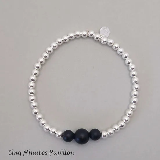 Bracelet en argent 4mm et onyx noir