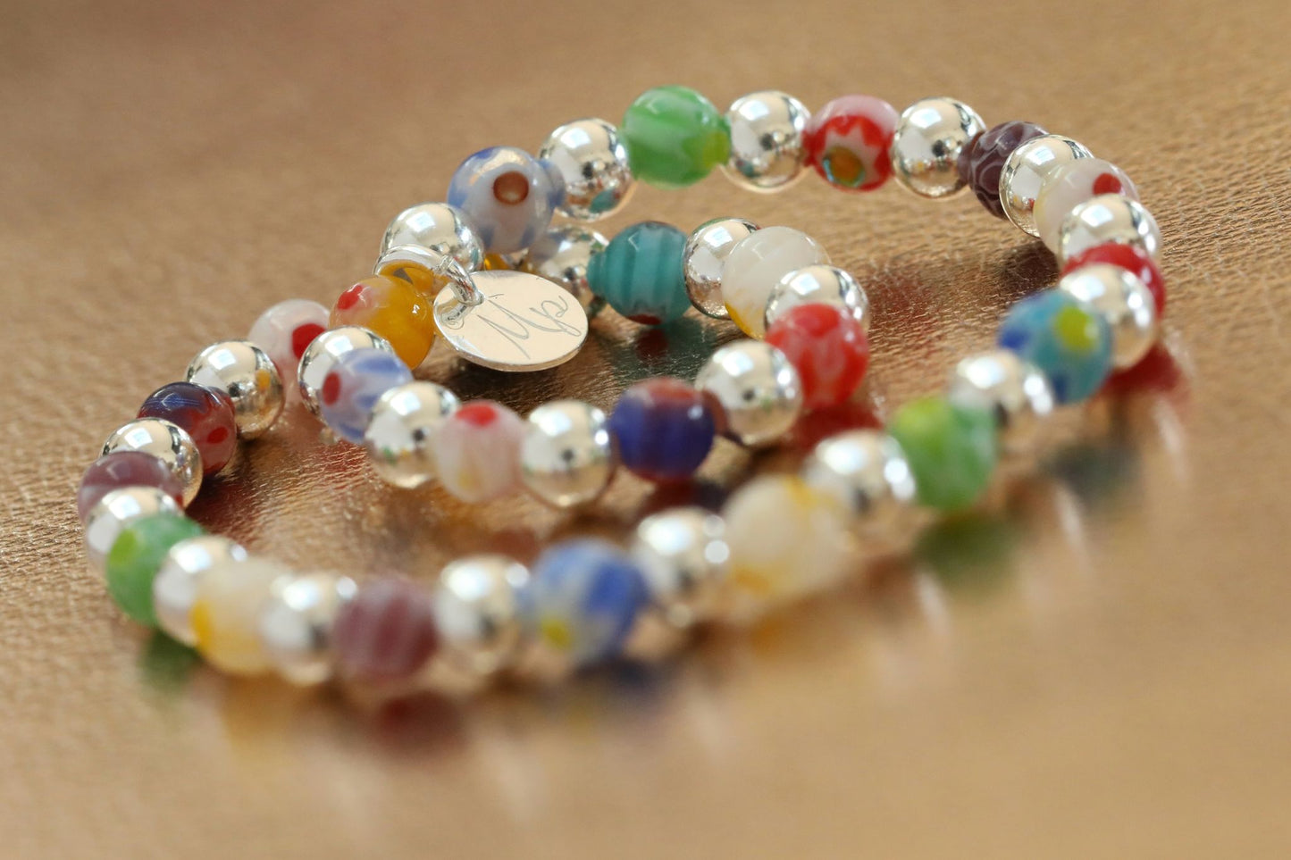 Bracelet en perles argent 925 et perles Mille fleuri