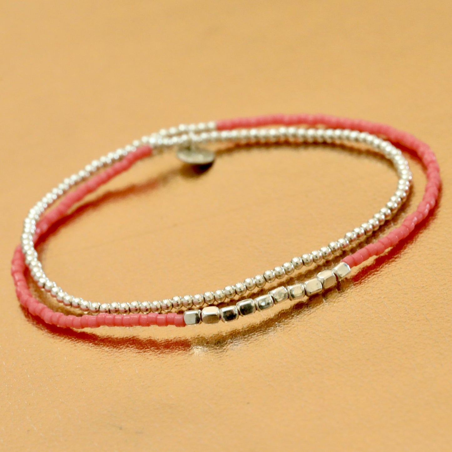 Bracelets deux tours en perles argent et perles Miyuki pour ado