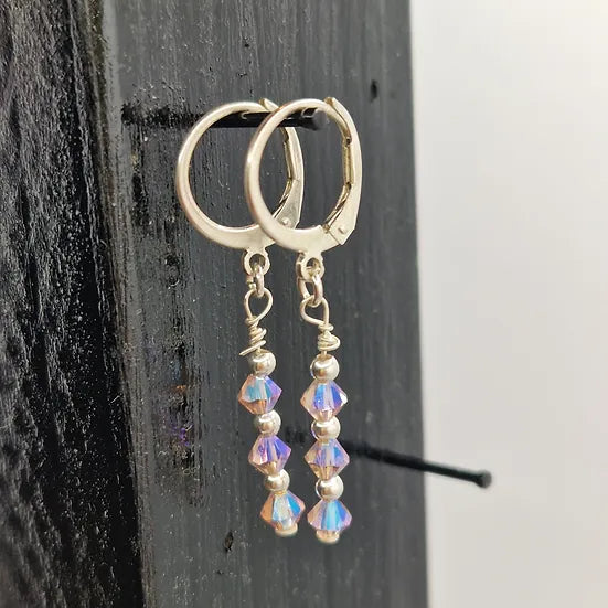 Boucles d'oreilles en argent et toupies en améthyste