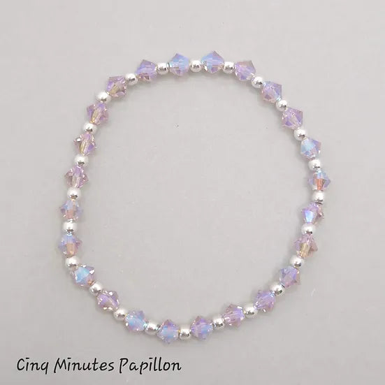 Bracelet toupie d'améthyste et perles argent
