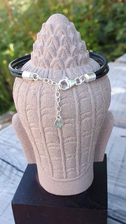 Bracelet cuir et tubes argent