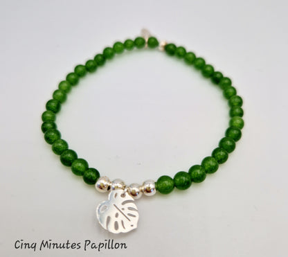 Les bracelets en jade, aventurine, magnésite ou jaspe et breloque en argent