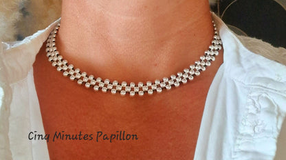 Collier trois rangs en perles argent