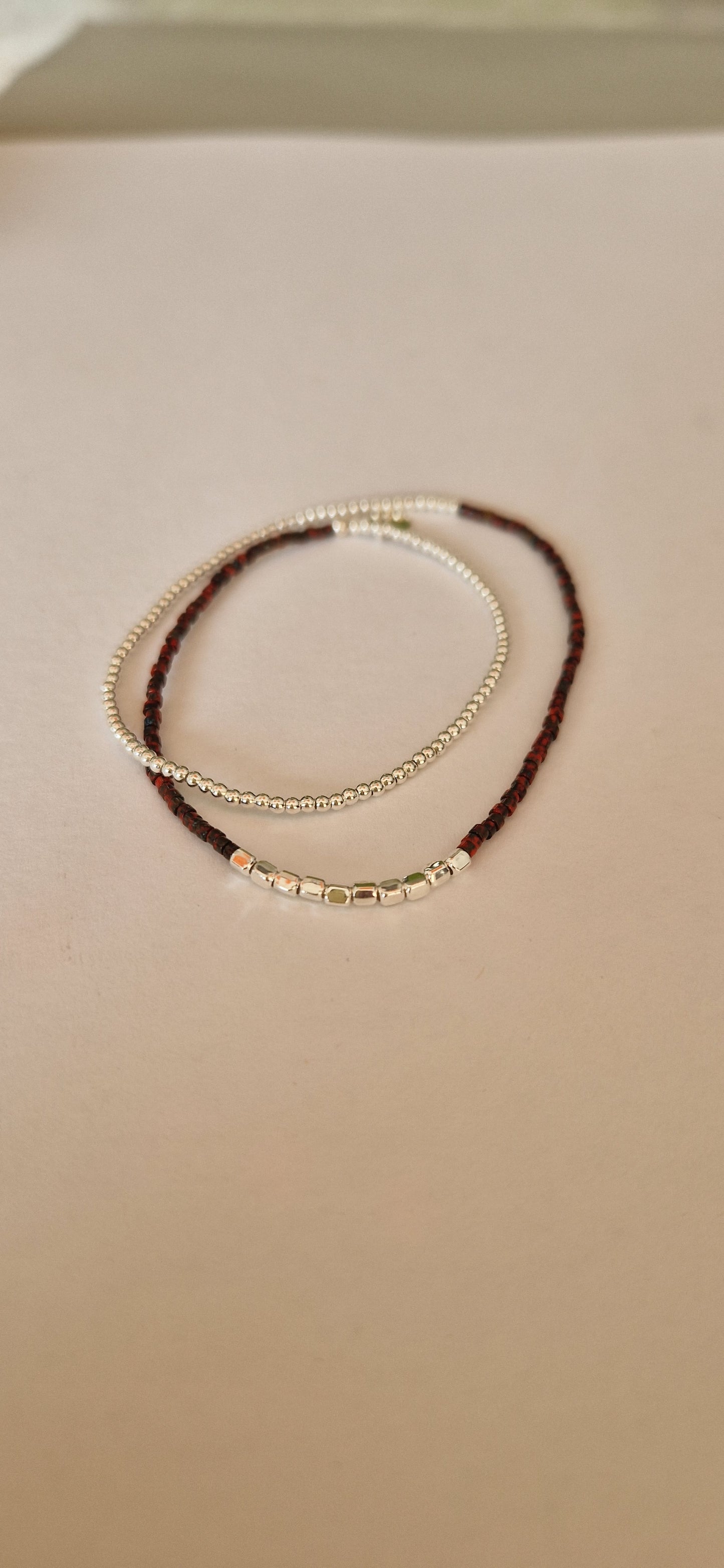 Bracelets deux tours en perles argent et perles Miyuki pour ado