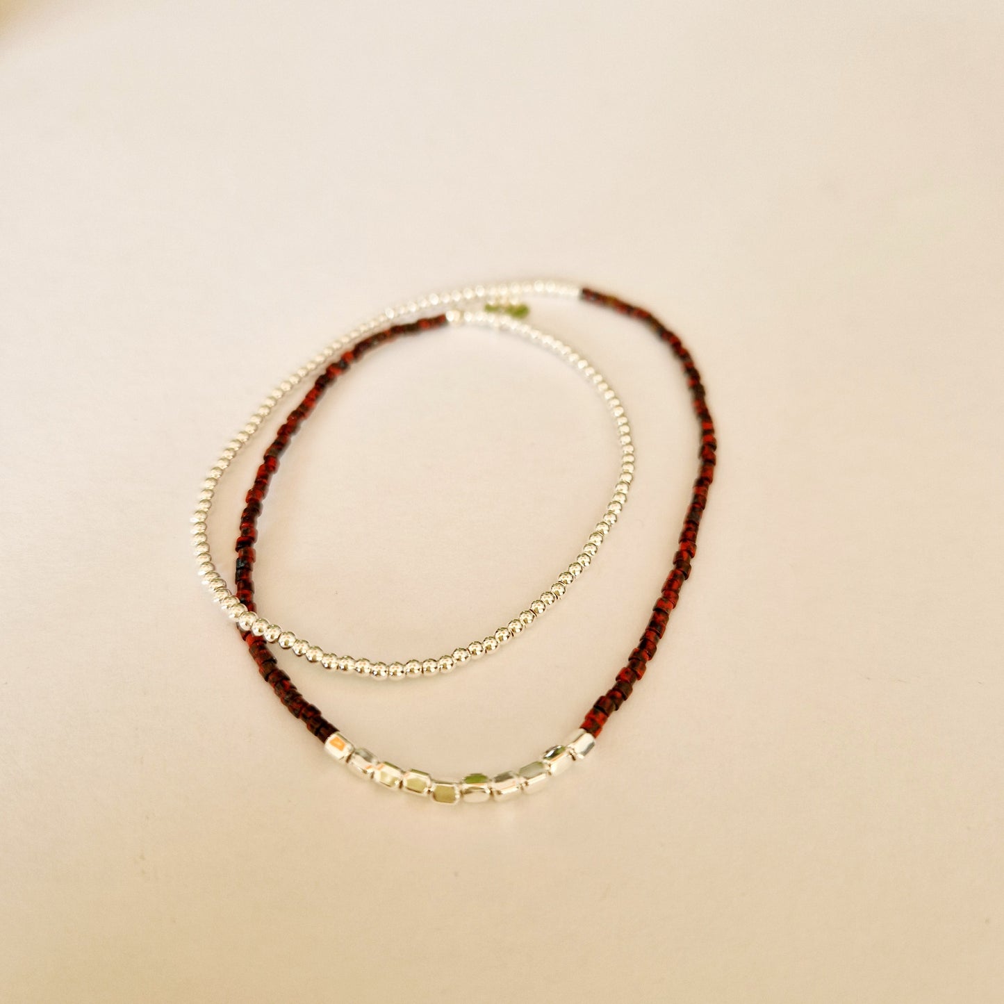 Bracelets deux tours en perles argent et perles Miyuki pour ado