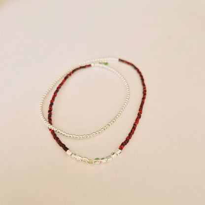 Bracelets deux tours perles Miyuki et perles argent 925