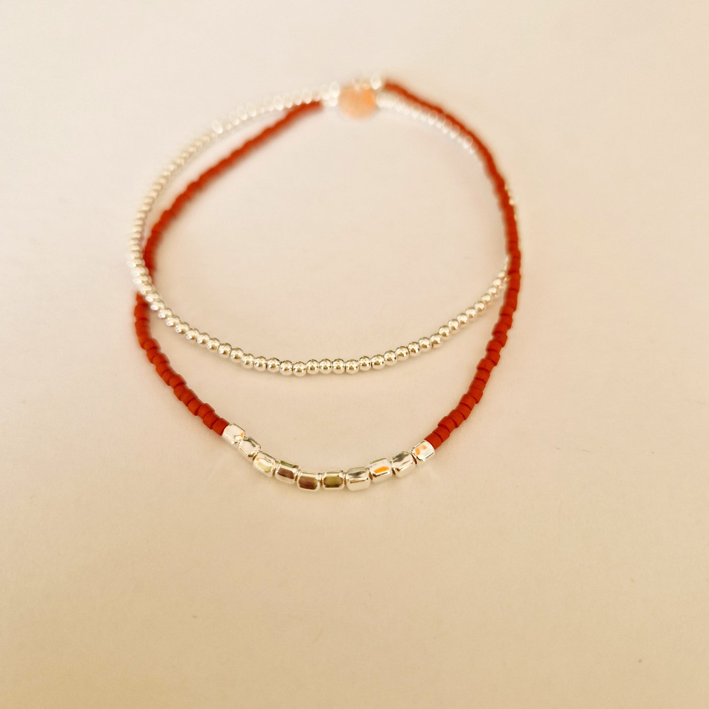 Bracelets deux tours en perles argent et perles Miyuki pour ado