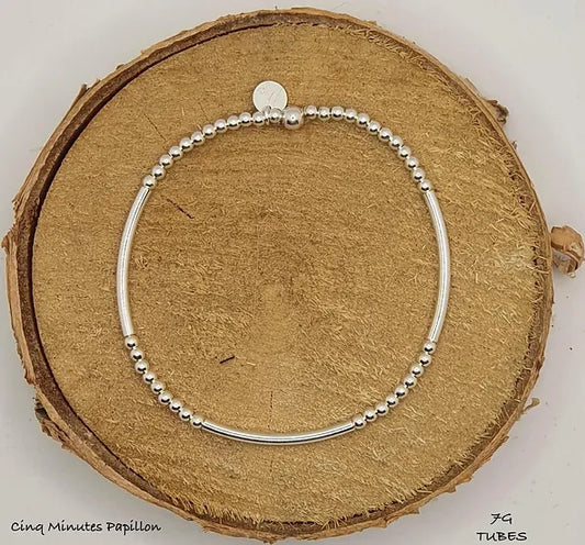 Bracelet en argent avec tubes argent 925