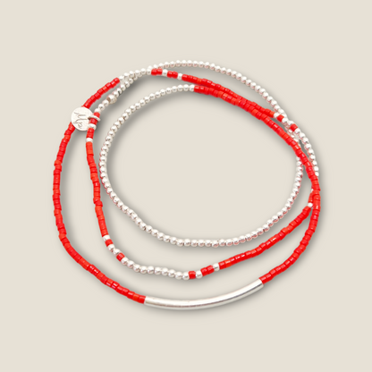 Bracelet multi tours argent et perles Miyuki