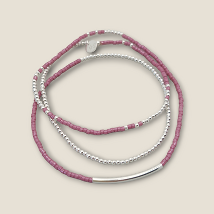 Bracelet multi tours argent et perles Miyuki