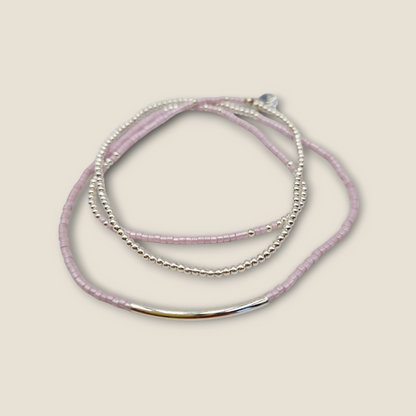 Bracelet multi tours argent et perles Miyuki