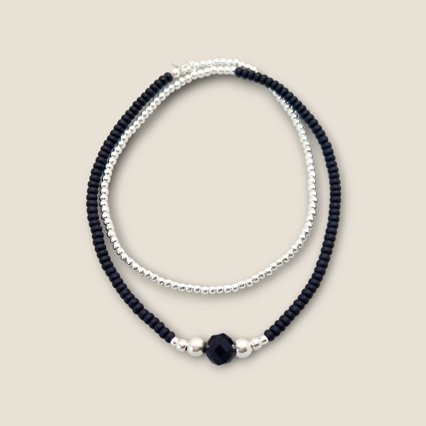 Bracelet double noir et onyx