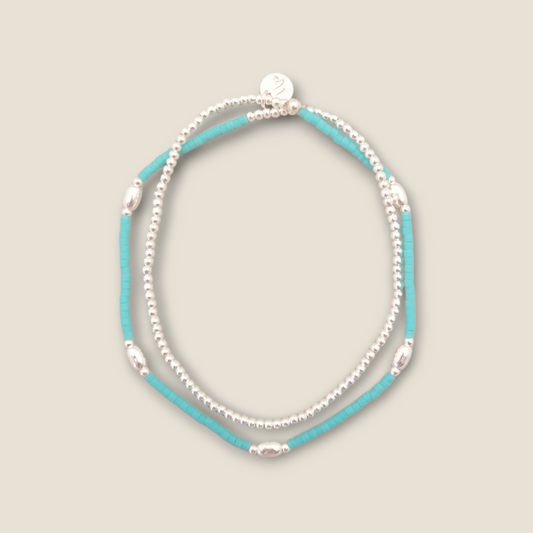 Bracelet turquoise et perles ovales