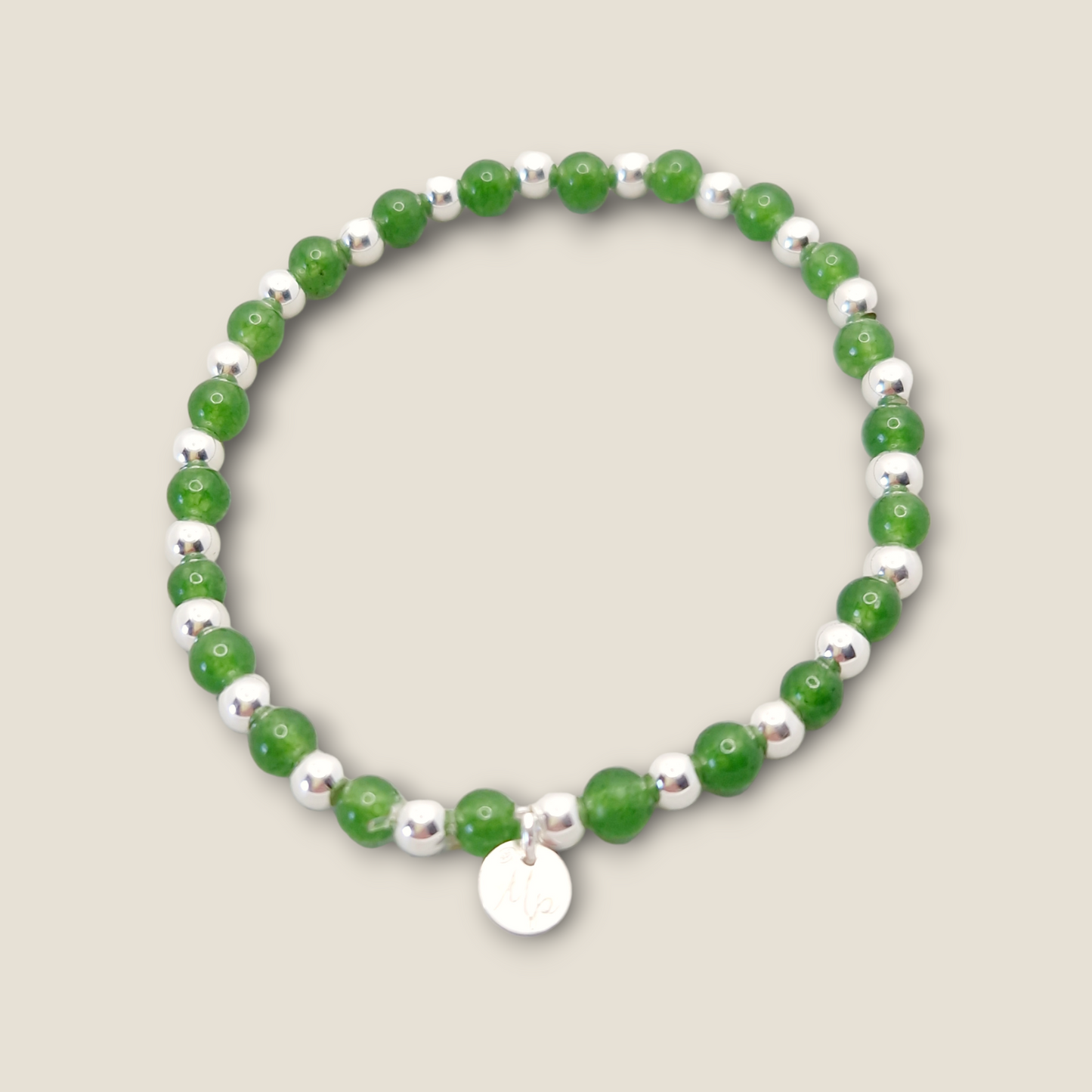 Les bracelets en pierres (aigue marine, calcédoine, améthyste, œil de tigre, jaspe, jade ou magnésite) et perles argent 925 de 4mm