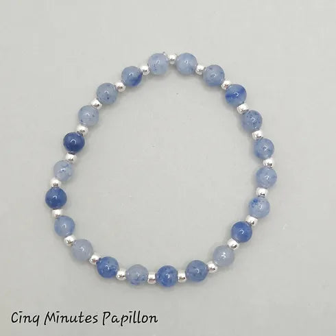 Bracelet en aventurine bleue et perles argent
