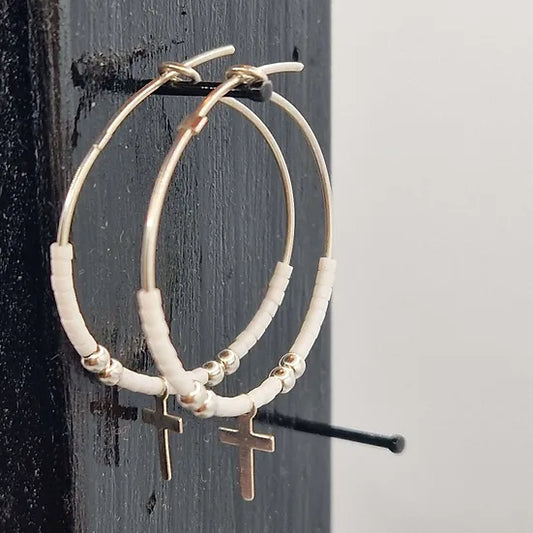 Boucles d'oreilles en argent et croix