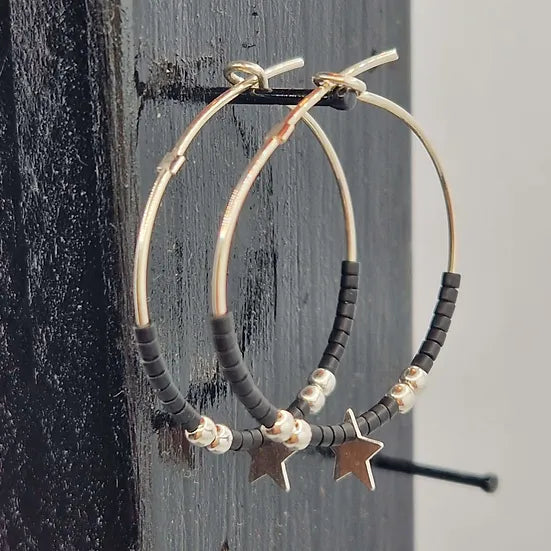 Boucles d'oreilles en argent et étoiles
