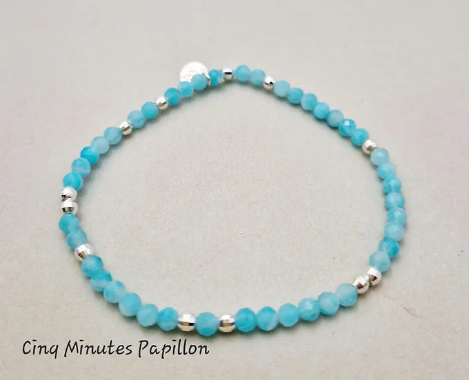 Bracelet en amazonite et perles argent