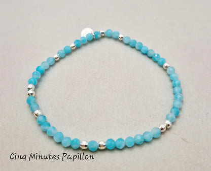 Bracelet en amazonite et perles argent