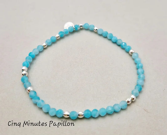 Bracelet en amazonite et perles argent