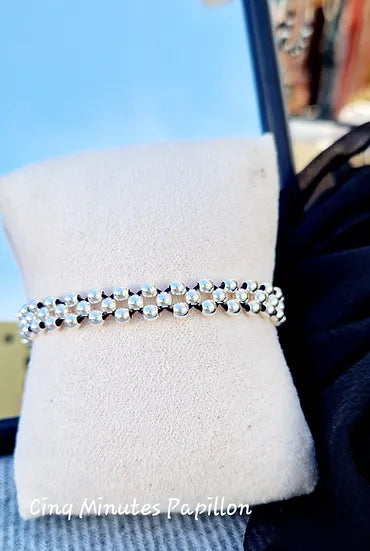 Bracelet trois rangs en perles argent 925