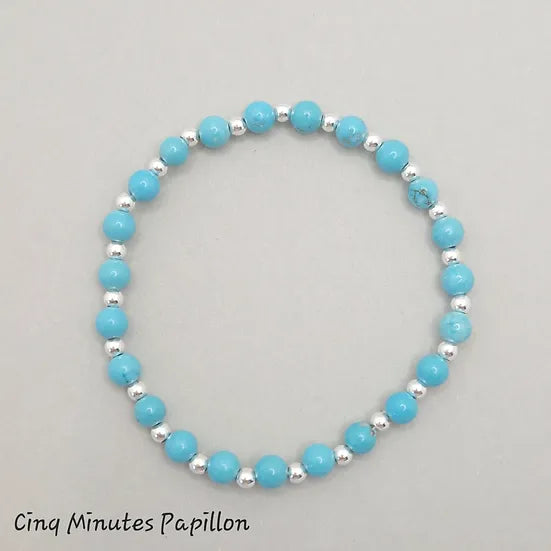 Bracelet en magnésite turquoise et argent
