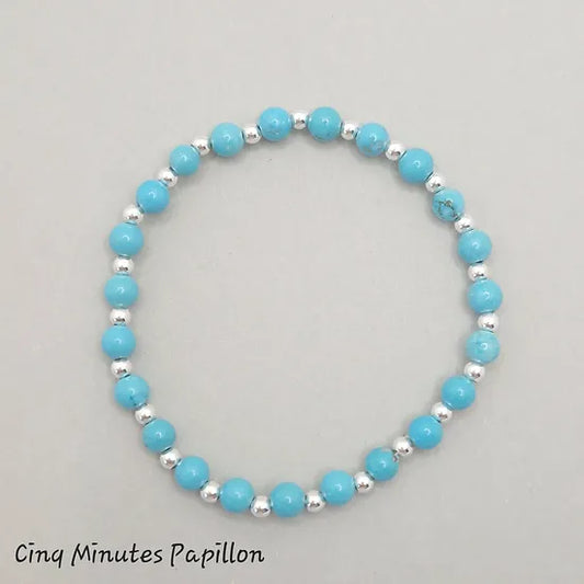 Bracelet en magnésite turquoise et argent