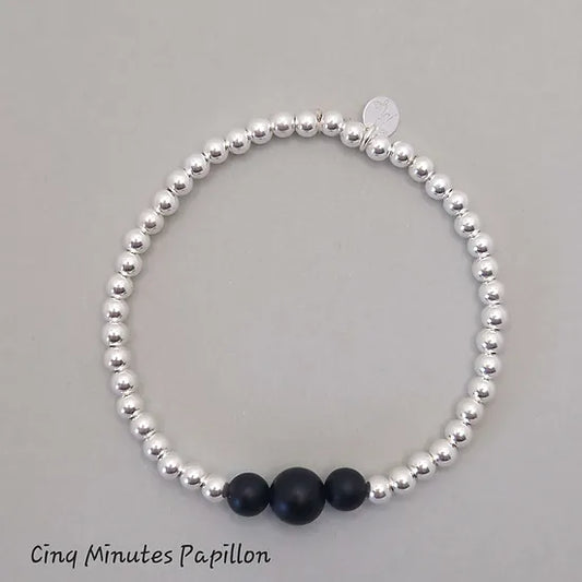Bracelet en argent 4mm et onyx noir