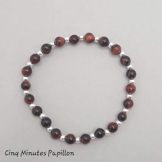 Bracelet en oeil de taureau et perles argent