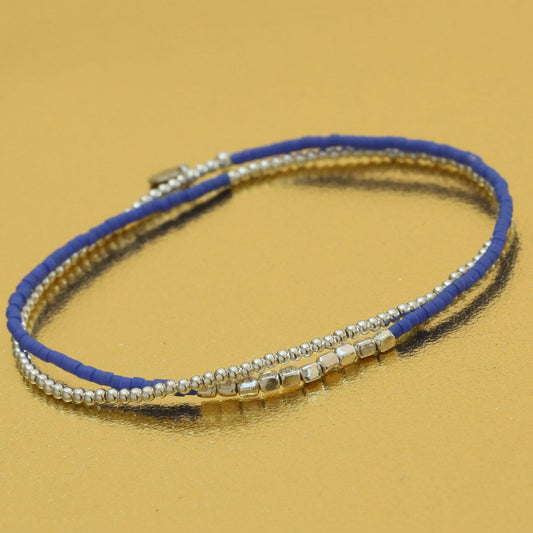 Bracelets deux tours en perles argent et perles Miyuki pour ado