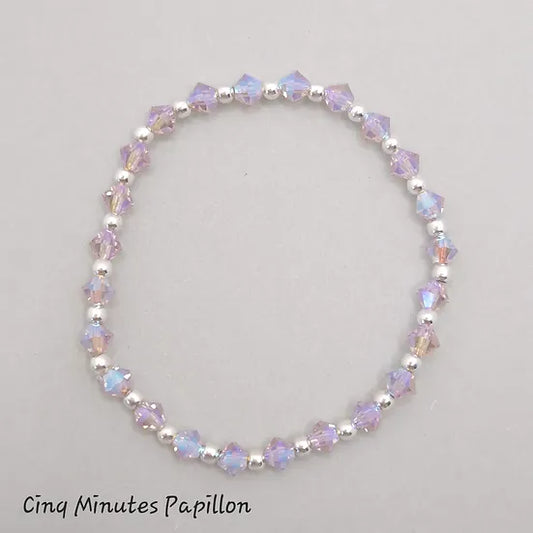 Bracelet toupie d'améthyste et perles argent